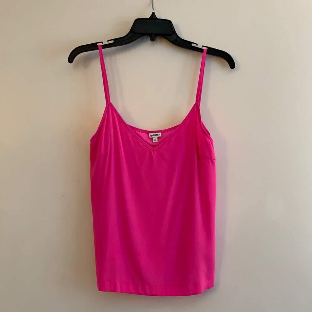 By Chance Pink 100% Stretch Silk Cami Tank-M